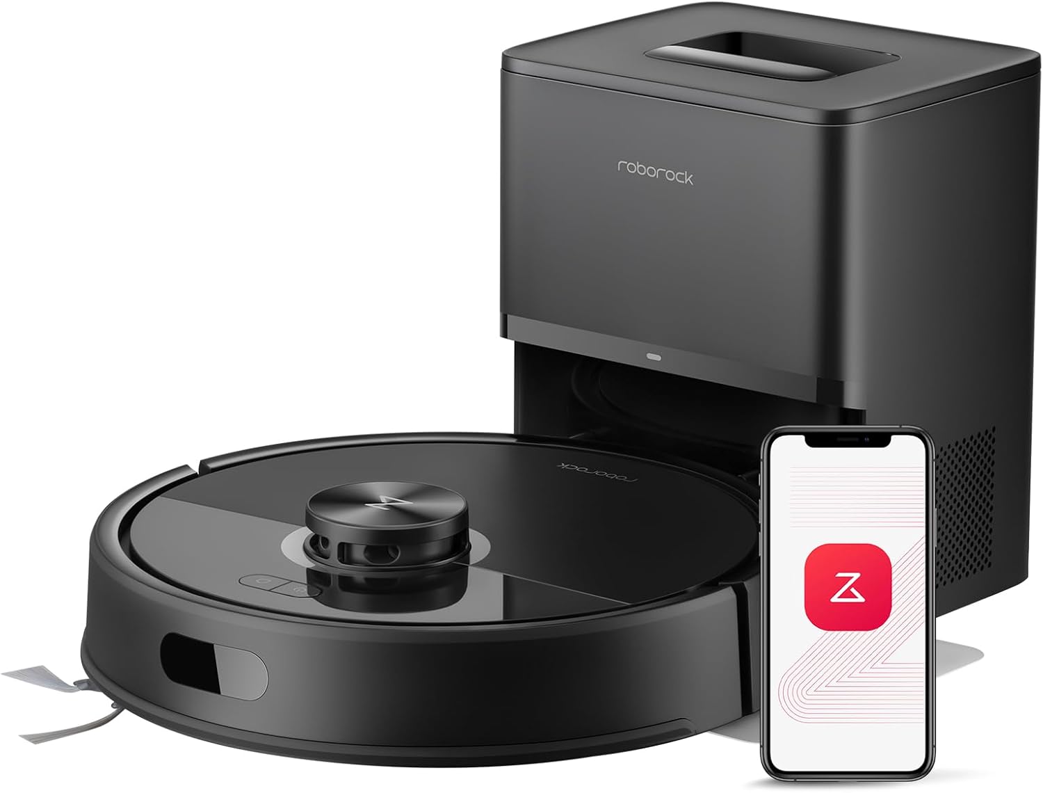 Roborock Q7 Max+ Robot Vacuum and Mop, Upgraded from Q5 Max+, 7–9 Weeks Self-Empty, 10000Pa Suction, Dual Anti-Tangle for Pet Hair, LiDAR Navigation, App Control, Black